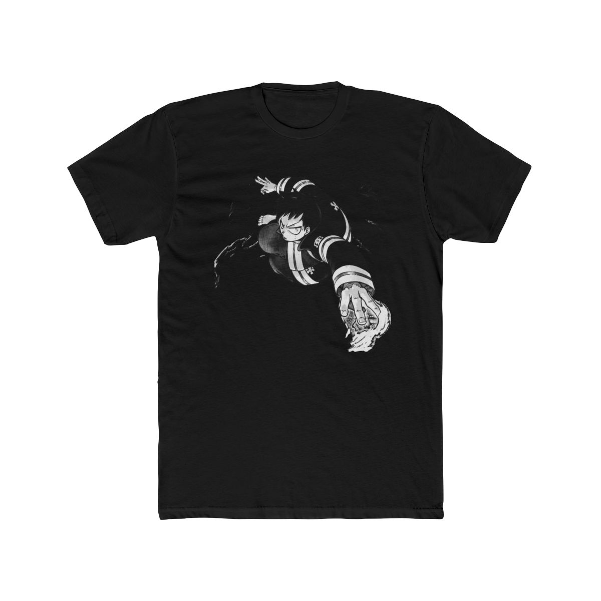 Fire Force Shinra Black & White Manga Panel T Shirt - alternate angle 3, merchandise