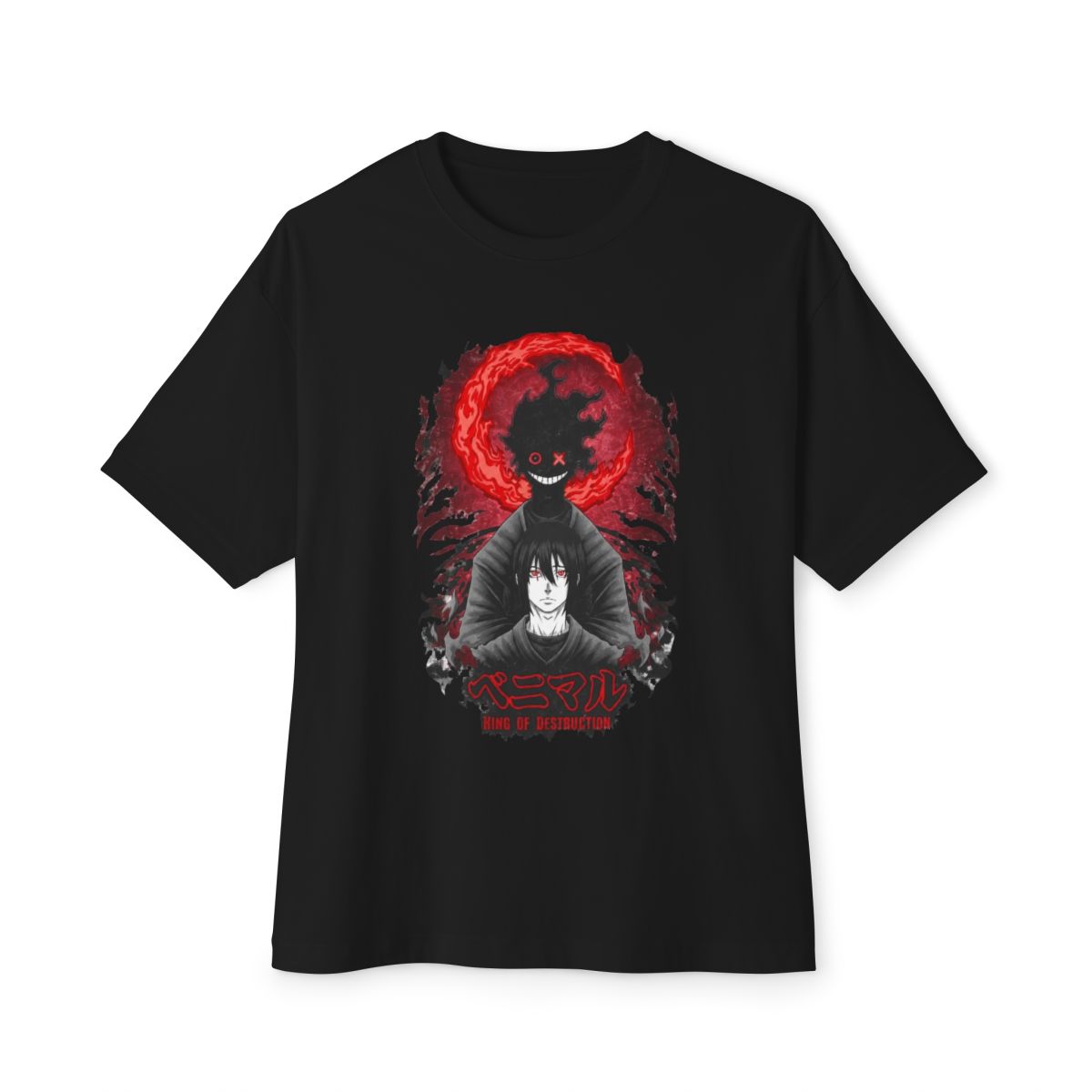 Nysekai "Benimaru Shinmon Asakusa's King of Destruction" Fire Force Vintage Washed Oversized T-Shirt