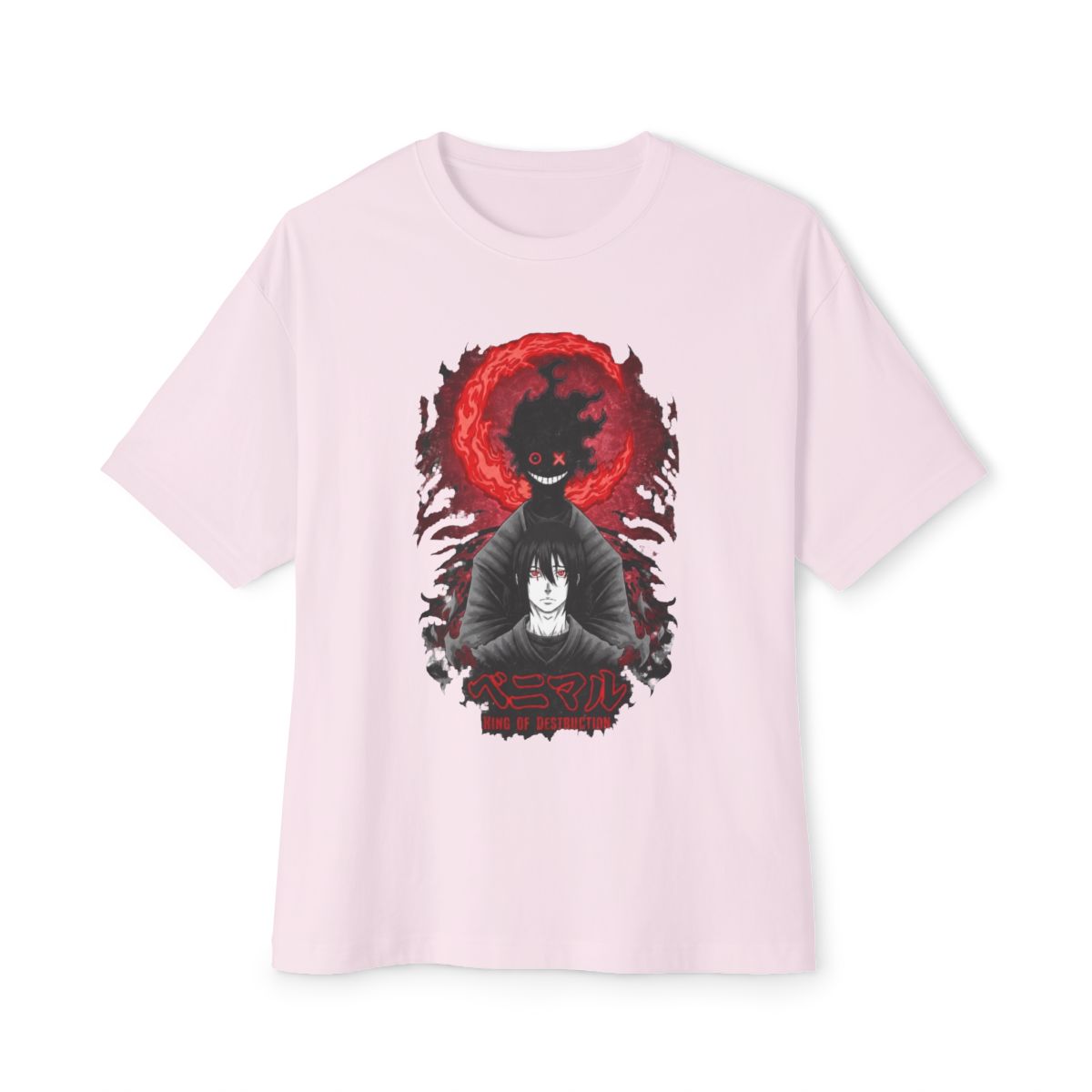 Nysekai "Benimaru Shinmon Asakusa's King of Destruction" Fire Force Vintage Washed Oversized T-Shirt - alternate angle 2, merchandise